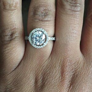 Sterling silver halo CZ ring
